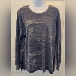 Z Supply Gray Long Sleeve Tee with Camo Pattern